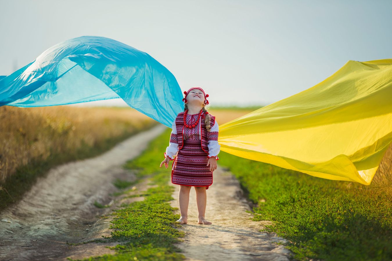 girl with a flag of Ukraine